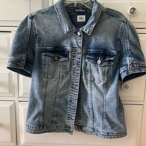 Wash Lab Puff Sleeve Short Sleeve Jean Jacket